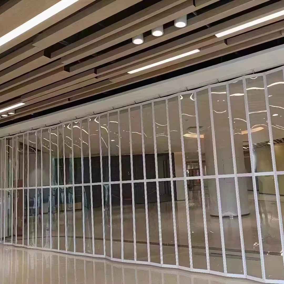 Customizable Modern Sliding Foldable Crystal Door Multi-panel folding door with 8 cm wide polycarbonate panels