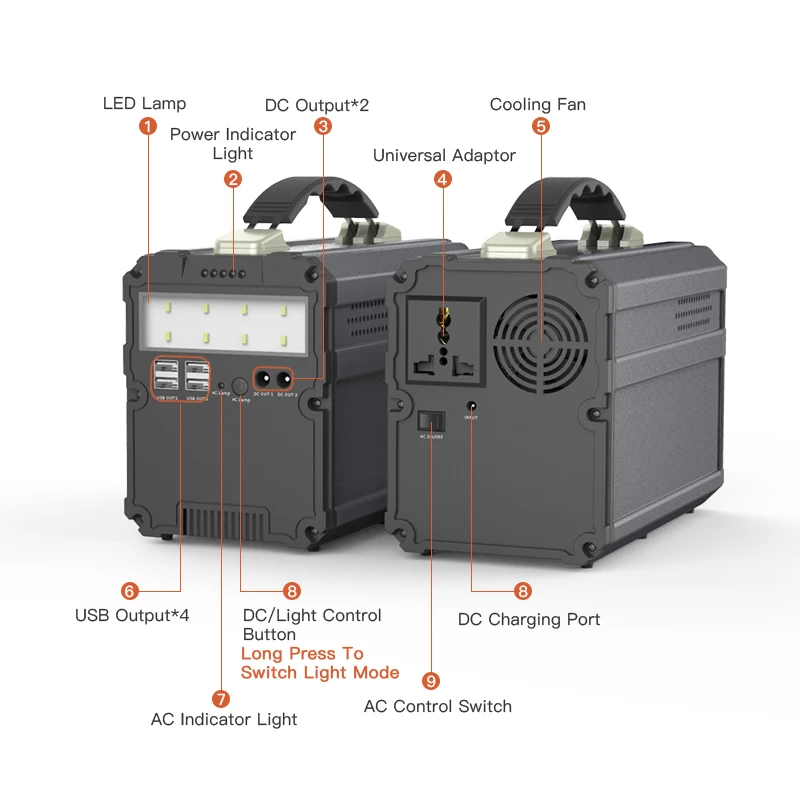 DC AC 300W solar generator optional 25Ah 75000mAh portable outdoor power station jump start