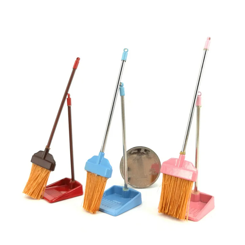 Dollhouse miniature mini elf doll witch broom and garbage shovel for elf doll Christmas decoration