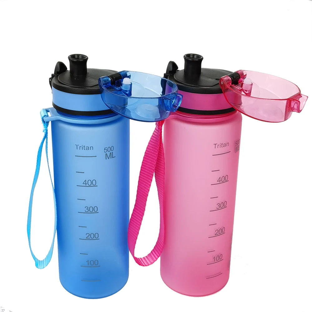 
0.5liter 750ml BPA Free Tritan Water Bottle One Touch Lid Plastic pastel water bottle Matte Coating Flip Top Sports Water Bottle 