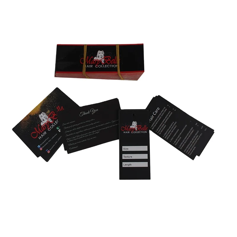 Clothing Hang Tag Wholesale Luxury Design Custom Shape String Paper Bundle Hang Tags for human hair