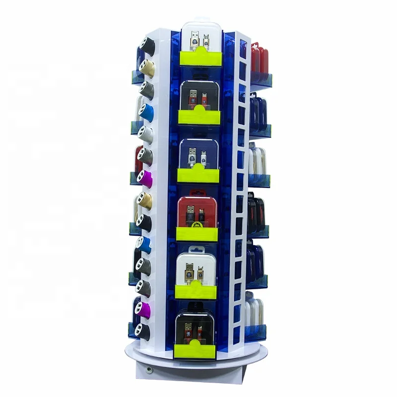 Acrylic usb charging cable wall charger Countertop display stand rack for Cell Phone Accessories