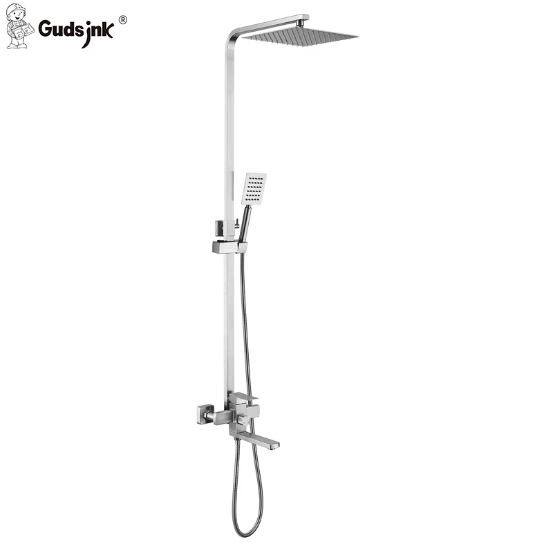 Gudsink China Wholesale Bathroom Thermostatic Faucet  Water Saving Hot And Cold Mixer Wall Shower Faucet Rainfall Shower Set