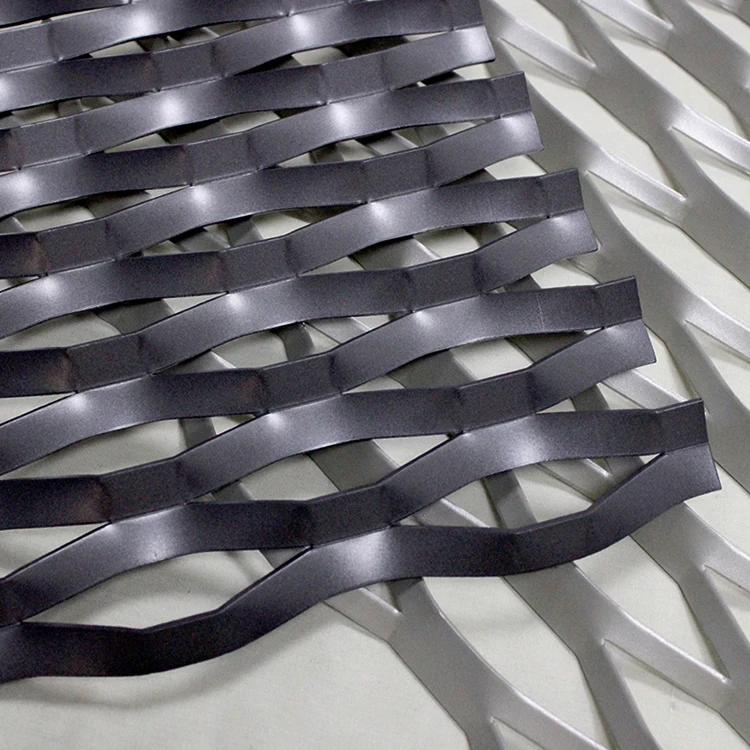 ALUMINUM EXPANDED Metal Mesh Architectural Ceiling System Wall Cladding Powder Coating