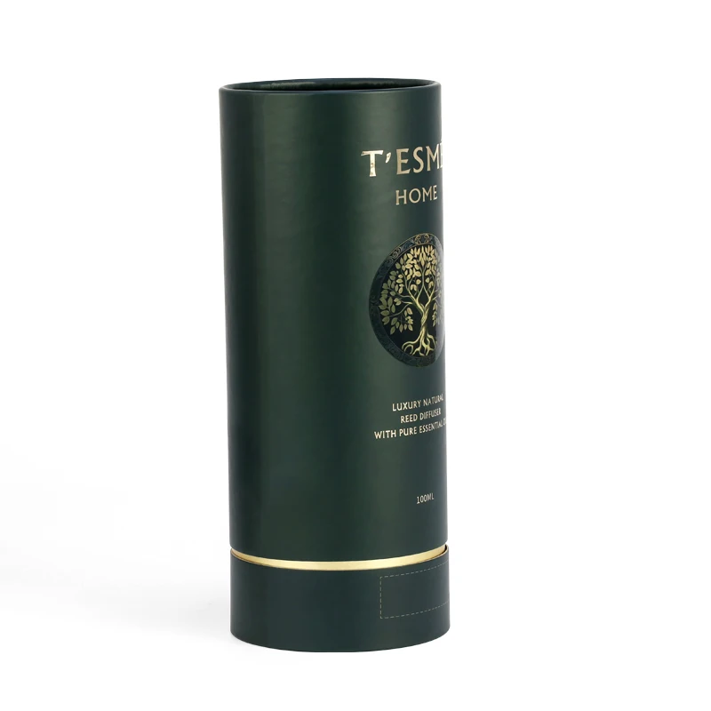 Custom hot stamping logo cardboard cylinder round paper box packaging tube for shampoo perfume face cream lotion with EVA foam