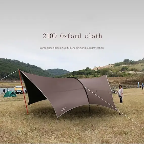 8+Persons Large Space Habib Tent Thickened Black Glue Coated Multi-function Barbecue Sunshade Sunscreen Rainproof Awning Canopy