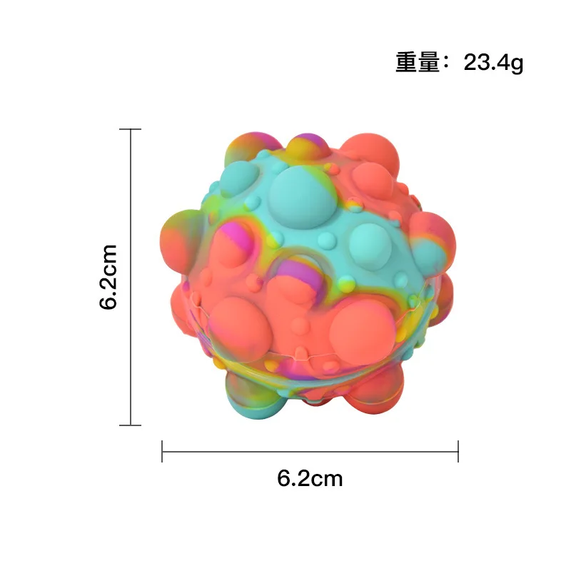 2022 Popular Silicone Anxiety Stress Relief Push Bubble Pop Sensory Rainbow Popper Mini Squishy 3D Stress Ball Fidget Toy