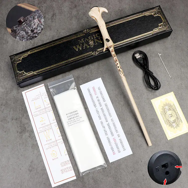 Custom Harry Wizard Cosplay Shoots Fire Magic Wand Fire Magic Potter Wizard Wand With Gift Box Packing