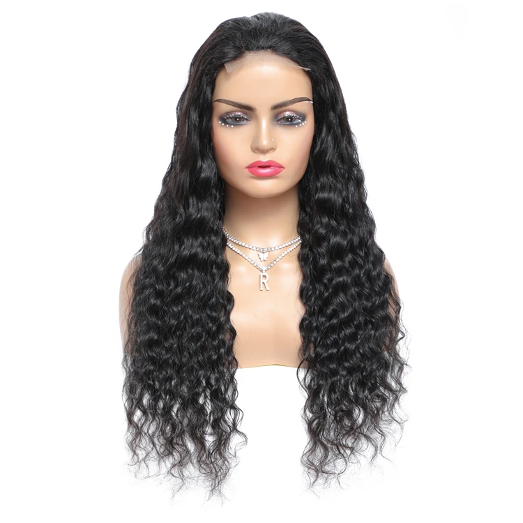 
wholesale 100% natural indian cuticle aligned human hair loose wave nature color front lace wig 