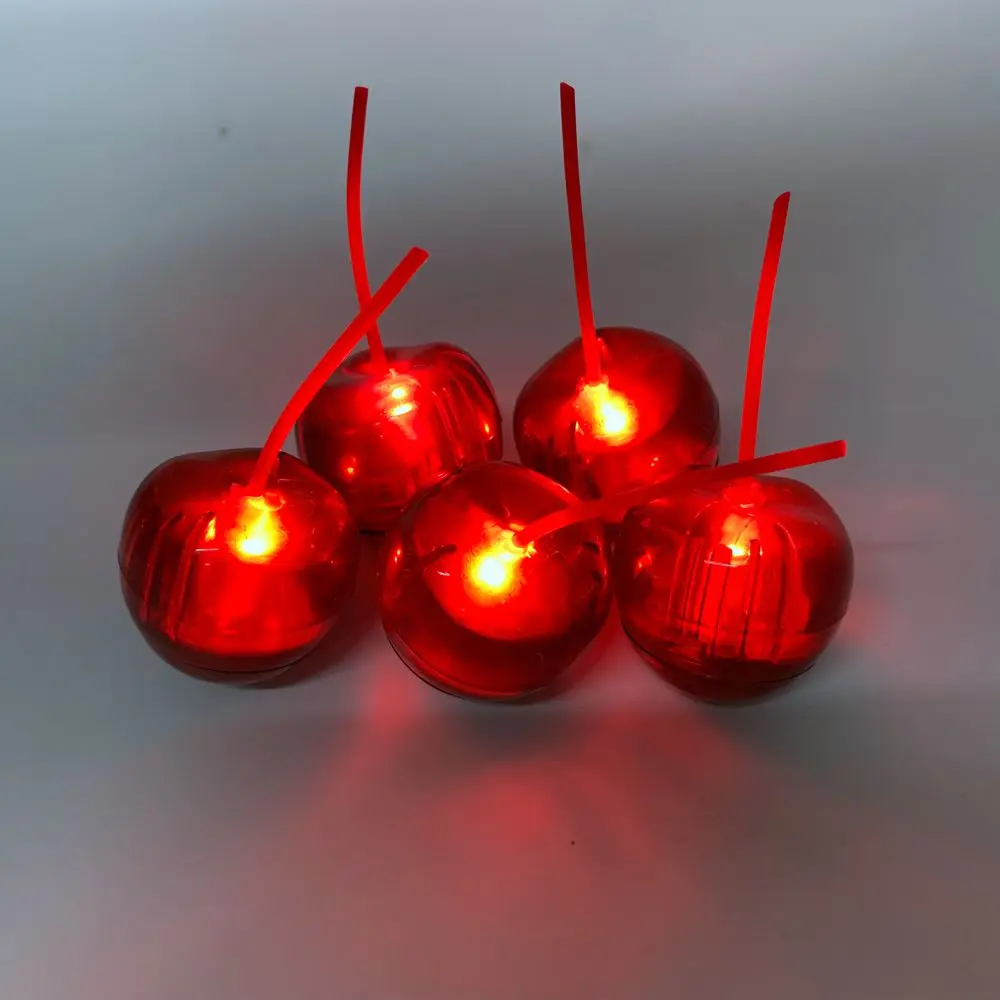 Waterproof Cherry Shape Plastic Glow In The Dark LED Light Up Ice Cube For Nightclub Party Bar Wedding