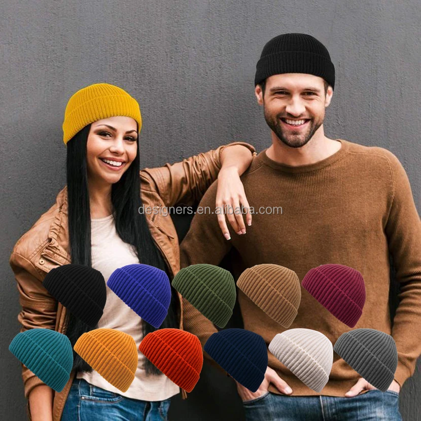 Wholesale Short Knit Watch Cap Cuffed Trawler Hats skull cap Unisex Designer Warm Winter hats Fisherman Beanie for men and women