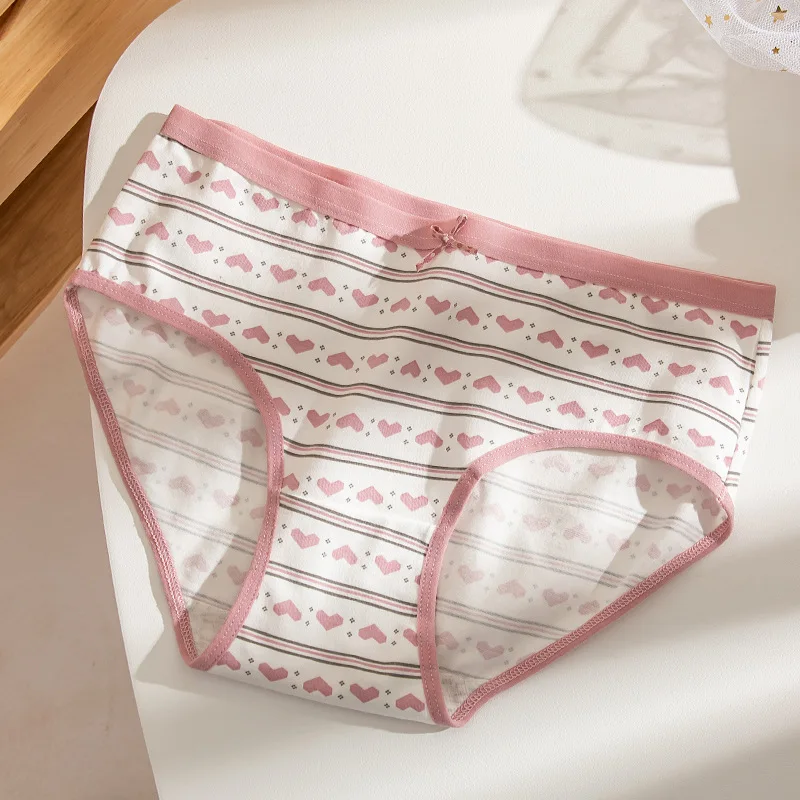 Y007-1 Wholesale Panties Kids Underwear Love Printing Cotton Sweet Teens Underwear / Cotton Daily Spandex Hipster for Children