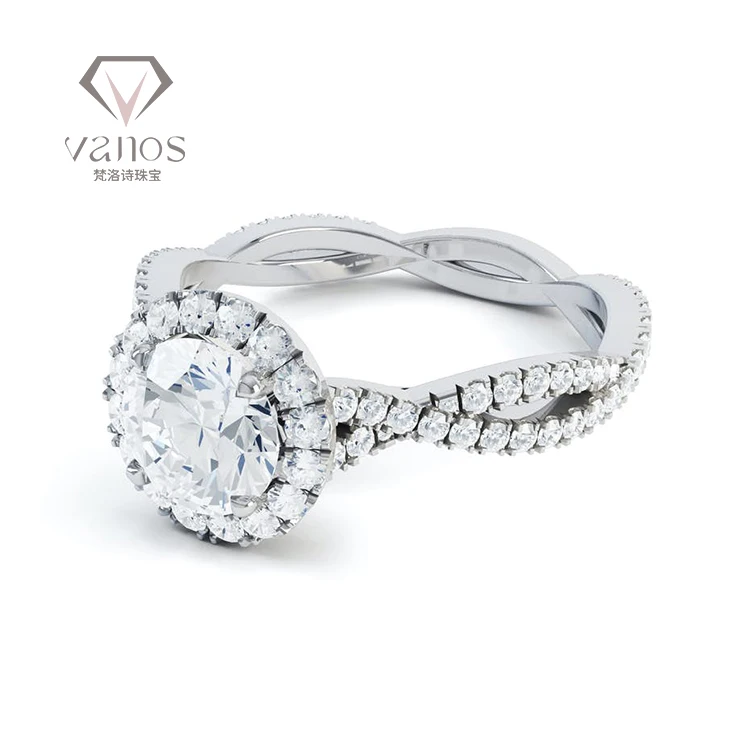 Роскошное обручальное кольцо с круглыми бриллиантами 1 карат VVS, набор обручальных колец с сертификатом иджи и вырощенными бриллиантами из белого золота