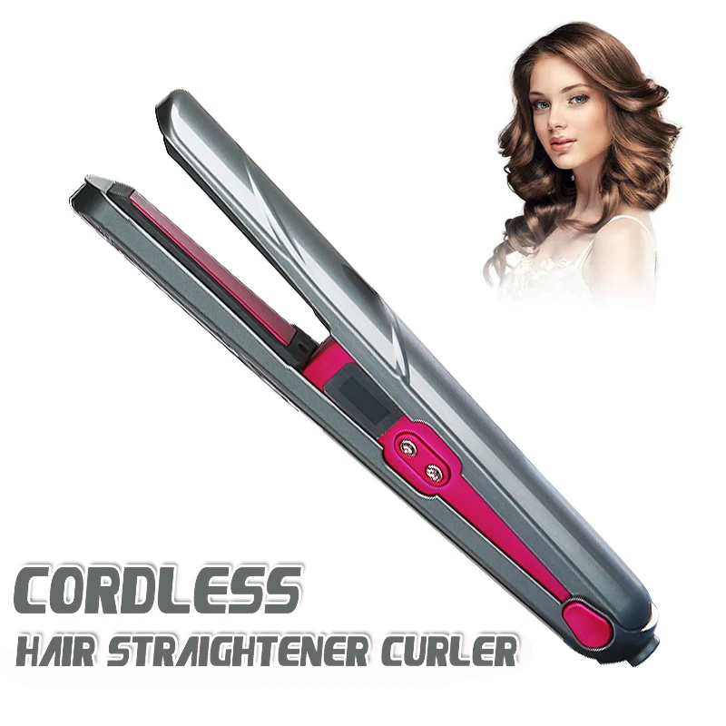 Cordless Hair Straightener Private Label Dual Voltage 210 Degrees LCD Display Hair Straightener Flat Irons Titanium