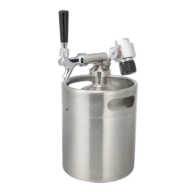 2L/3.6L/5L/8L Stainless Steel Mini Beer Keg with Non Adjustable Square Tap Beer Dispenser