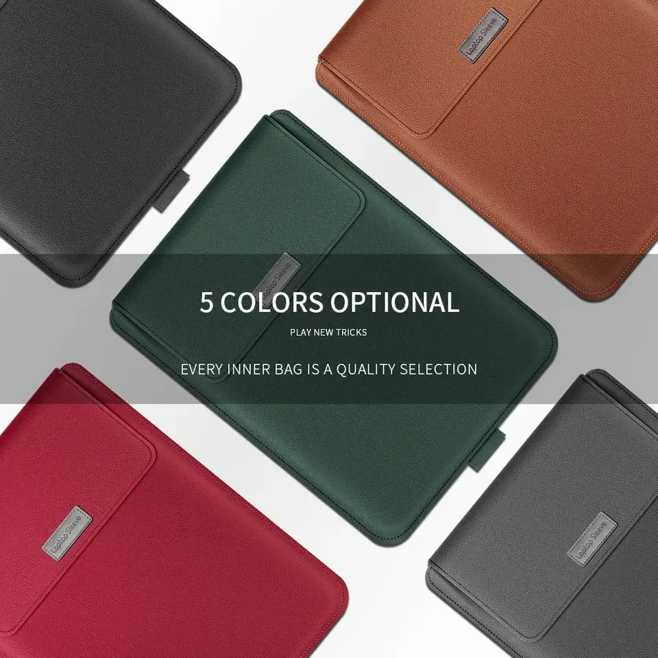 PU Leather Laptop Sleeve Case Laptop Stand Notebook Leather Station to Work waterproof case for macbook pro