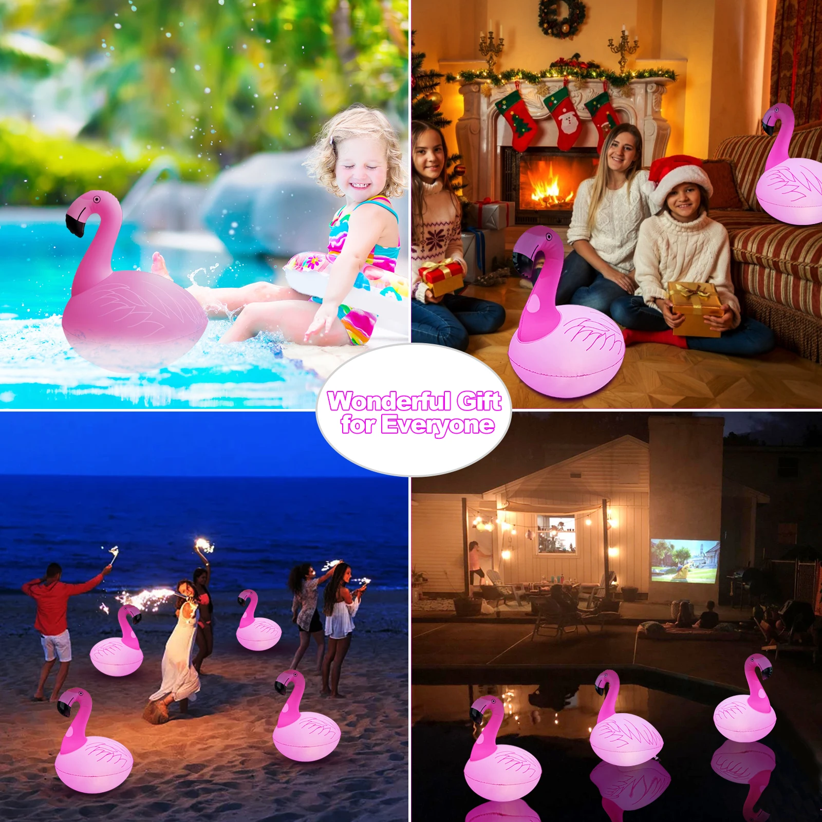 Cootway Outdoor Waterproof Swimming Pool Toys Floating Toy Inflatable Flamingo within Solar Light
