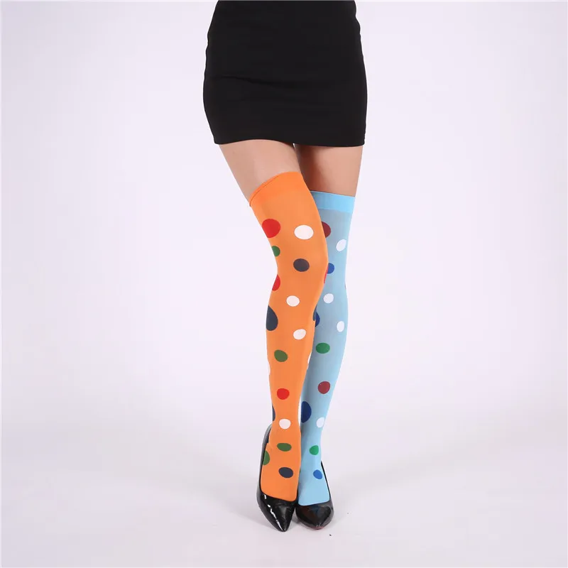 Lady girls holiday stockings for performance trendy over knee high print pattern Christmas women socks