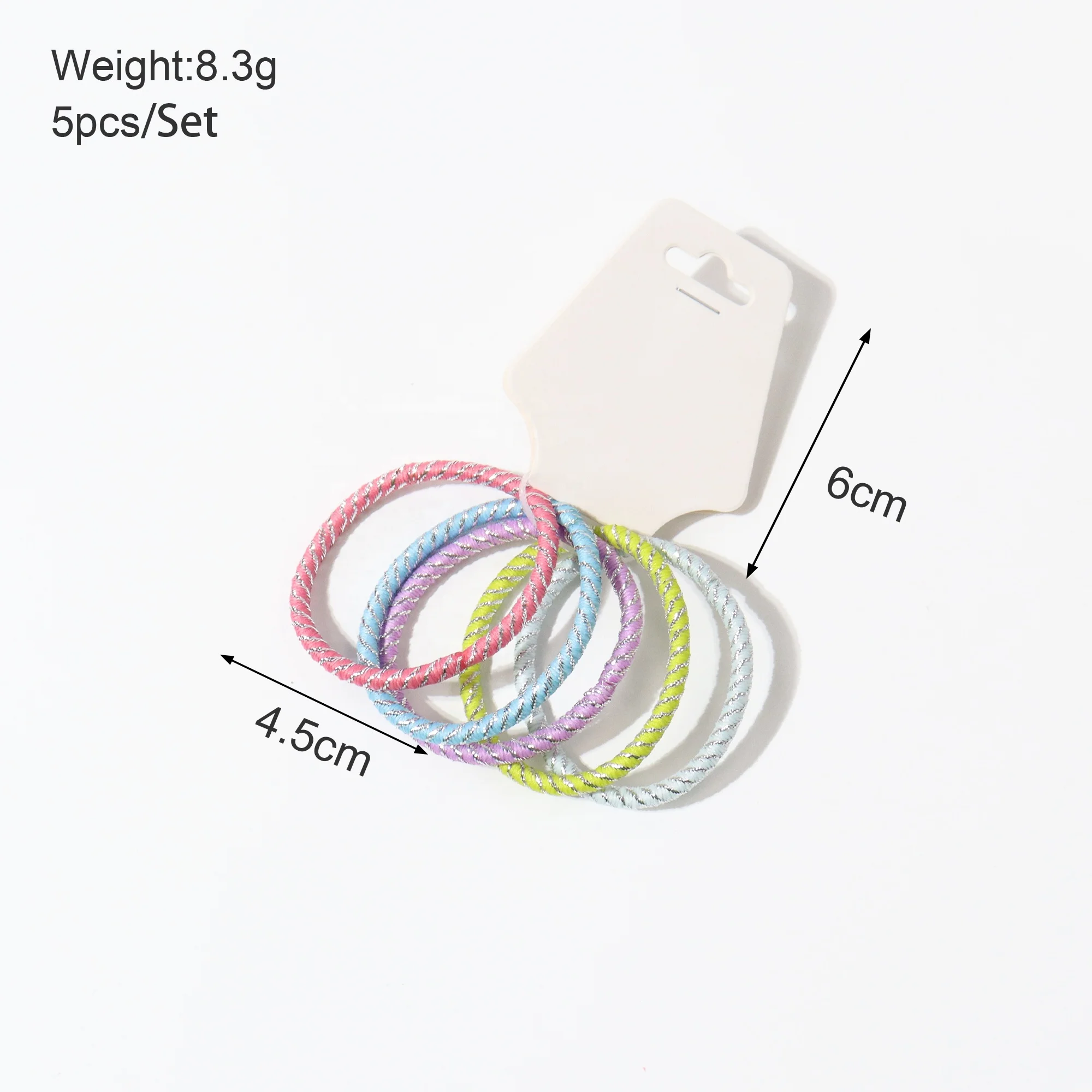 5pcs/set Colorful High Quality Hair Elastic Silver Hair Rubber Ties Set for kids girls