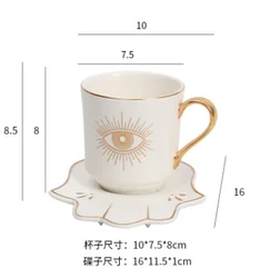 Gift set blue eyes   ethiopian turkish coffee cups and saucer set gold,reusable arabic ceramic coffee cups mug with handle
