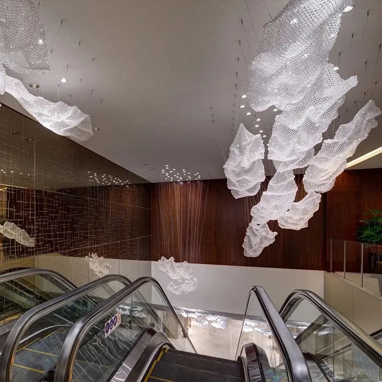 Customize Hotel Pendant Lamps Art Ribbon Deco Glass Pendant Light Creative Lighting Project Chandelier