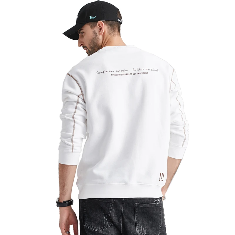 Новинка от производителя, Модный хлопковый свитшот с контрастной строчкой и круглым вырезом, с принтом логотипа на заказ