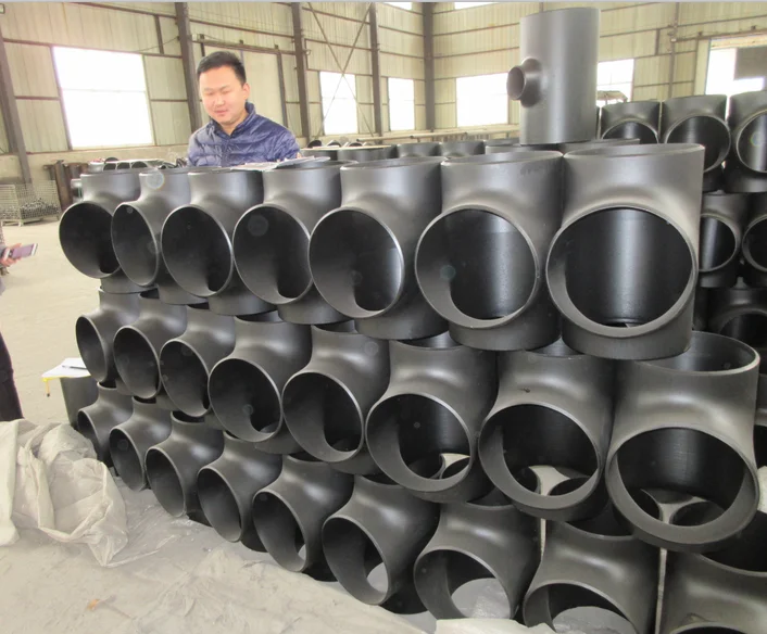 CARBON STEEL  PIPE FITTING EQUAL START TEE  ANSI B16.9 BUTT WELD BLACK PAINT A234WPB