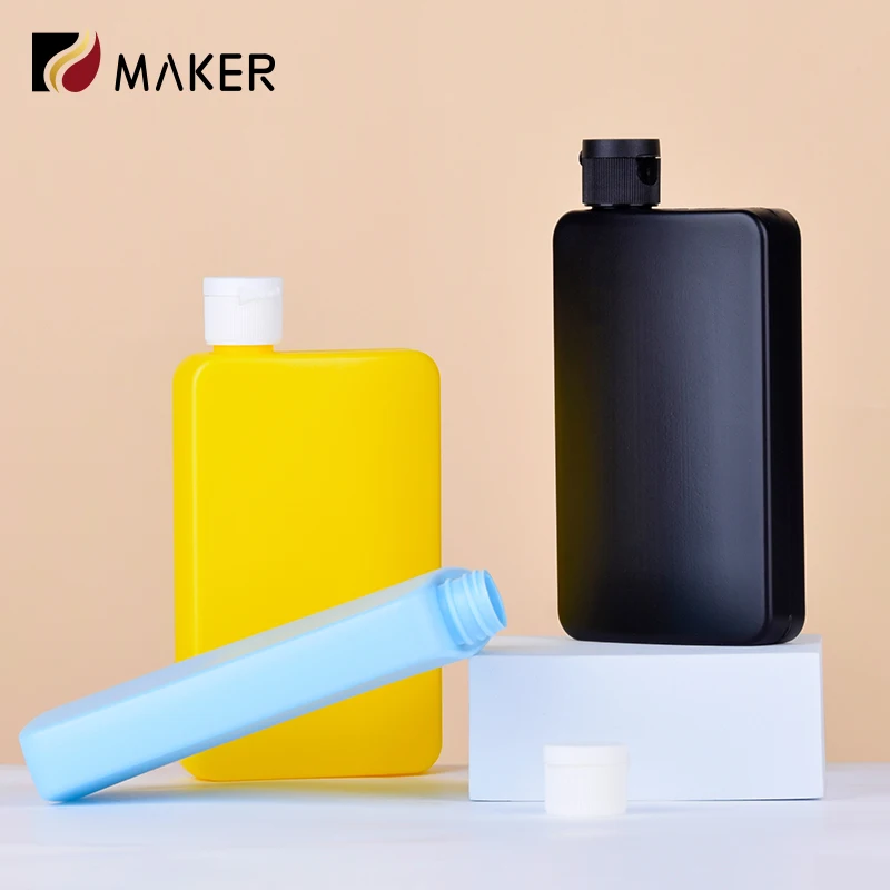 200ml Custom Color Plastic Empty Square HDPE Flat Sunscreen Shimmering Dark Tanning Oil Body Lotion Cream Bottle With Flip Cap