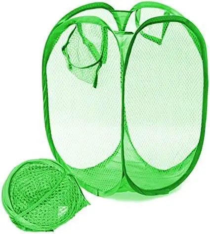 2022 New Color Mesh Foldable Hollow Grid Toy Storage Basket Dirty Clothes Laundry Basket
