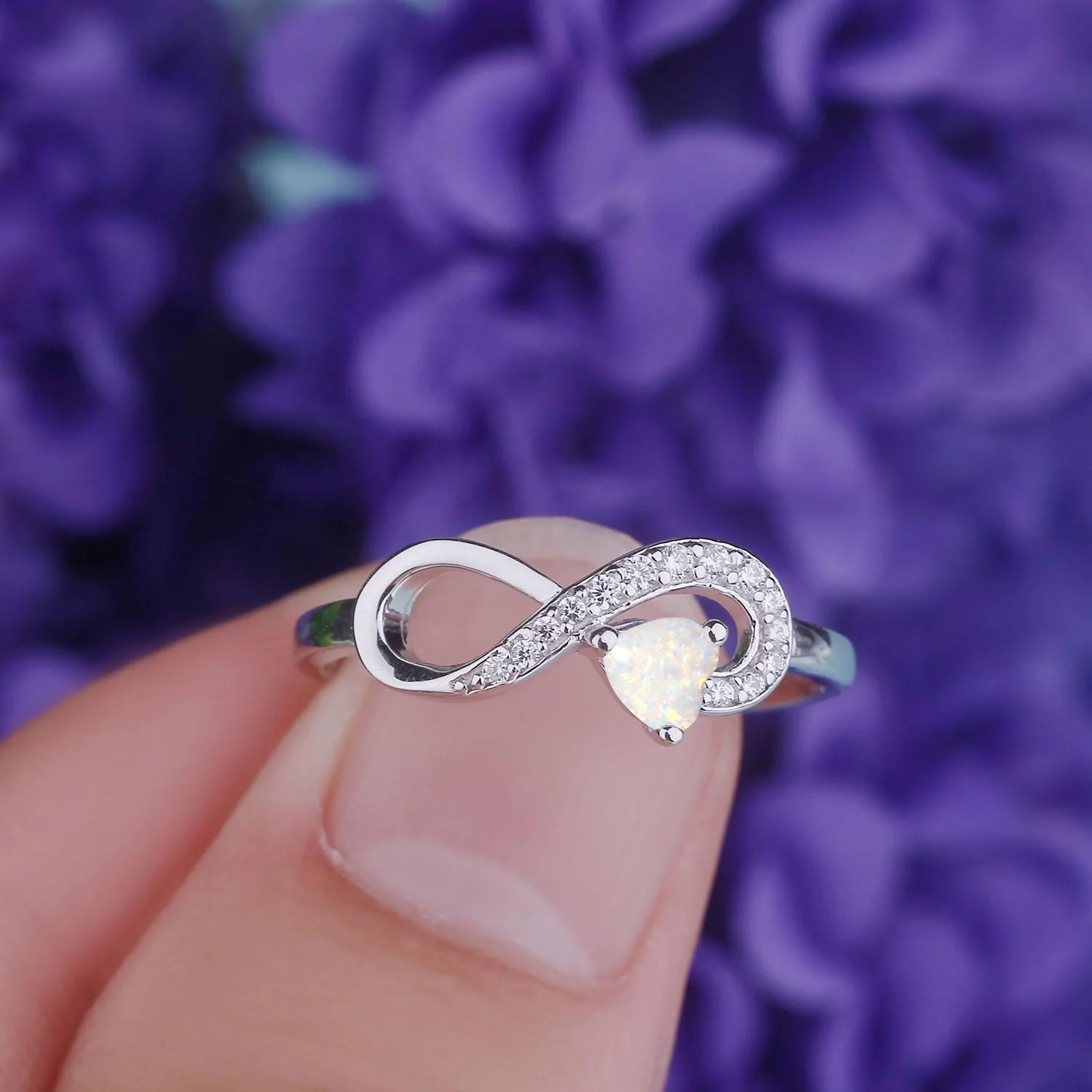 925 sterling silver engagement rings jewelry white opal stone heart promise rings