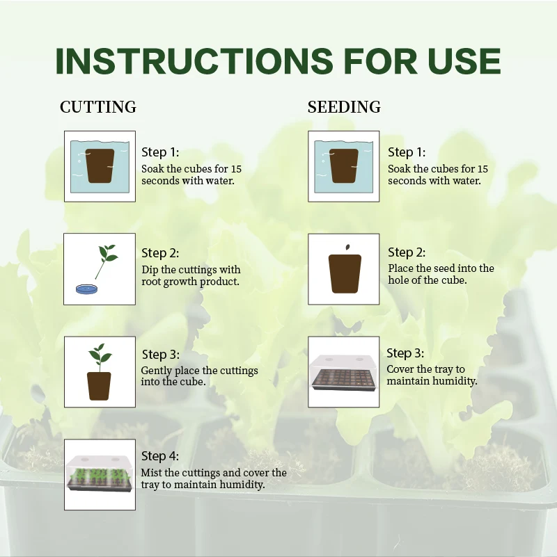 32-Cell Factory Nursery Tray with Coco Coir Peat Soil for Cutting Seedling & Vegetable Plant Culture Plug & Lid Included