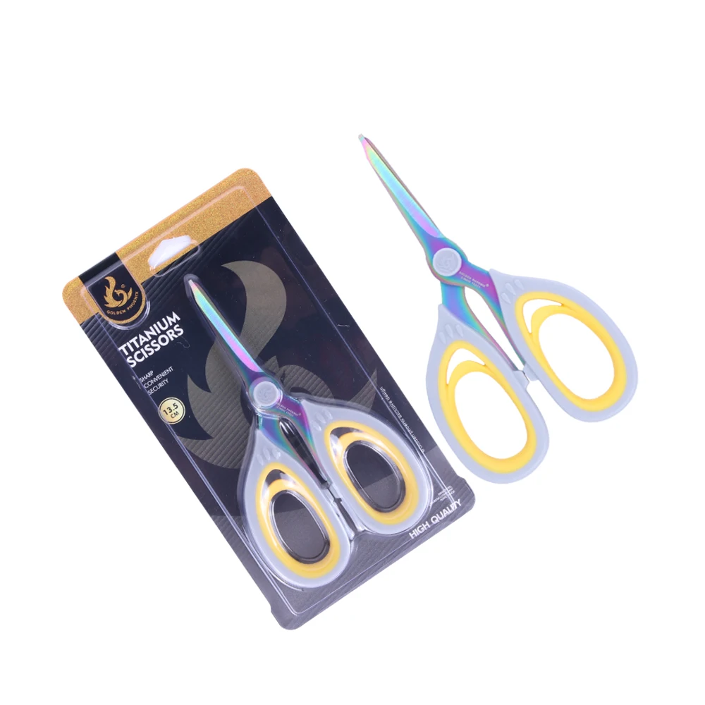 Customized Logo 5.5 Inch Comfort Grips Titanium Coated Office Household Use Multi-Function Scissors