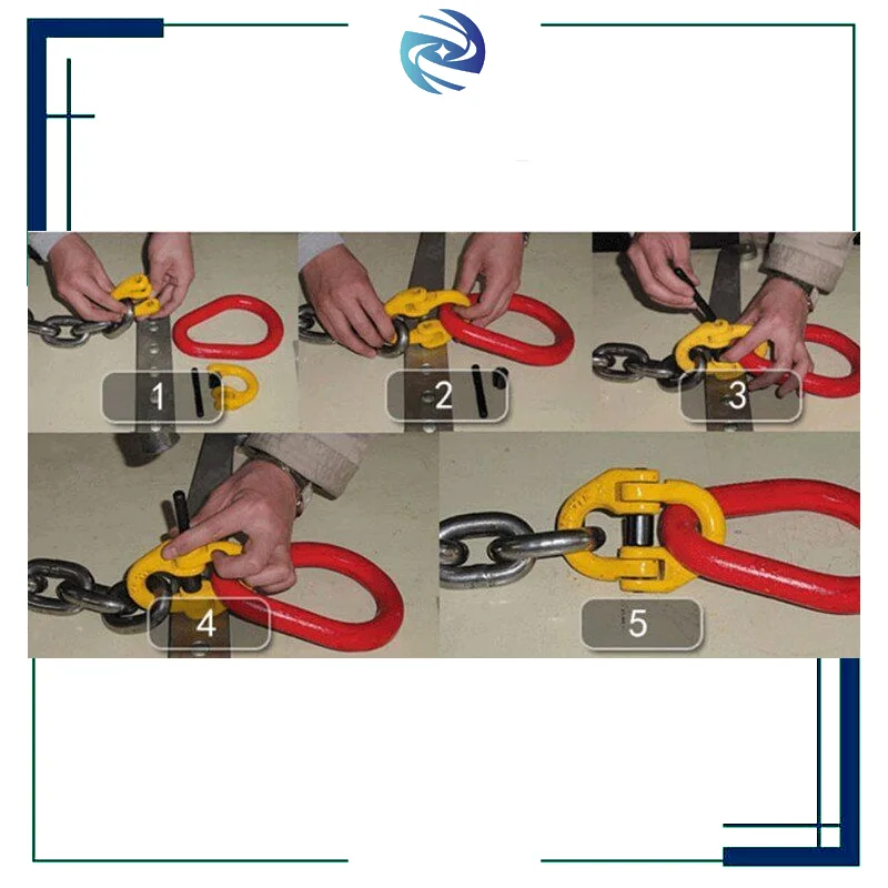 Different Length Ohmic Ring Hook Drop Forged Chain High Quality Transmission Chains G80 Lifting Hook Chain Sling for Steel Pipe