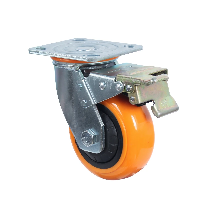 Yellow PU Polyurethane 6 Inch Swivel Casters 3 Months Plate Casters for Airport Trolley Wheel OEM,ODM CN;HEB