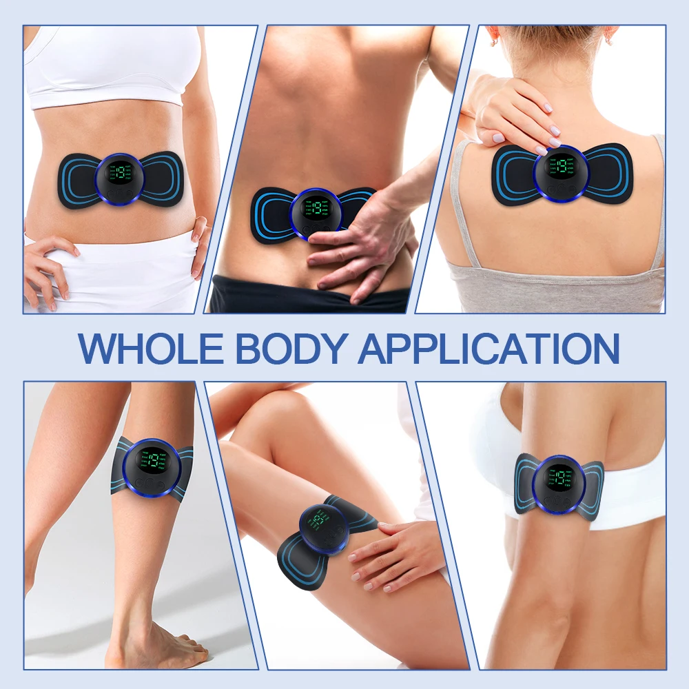 USB Rechargeable TENS Body Massage Patch Electric EMS Pulse Massager Pads for Shoulder Neck Back Legs