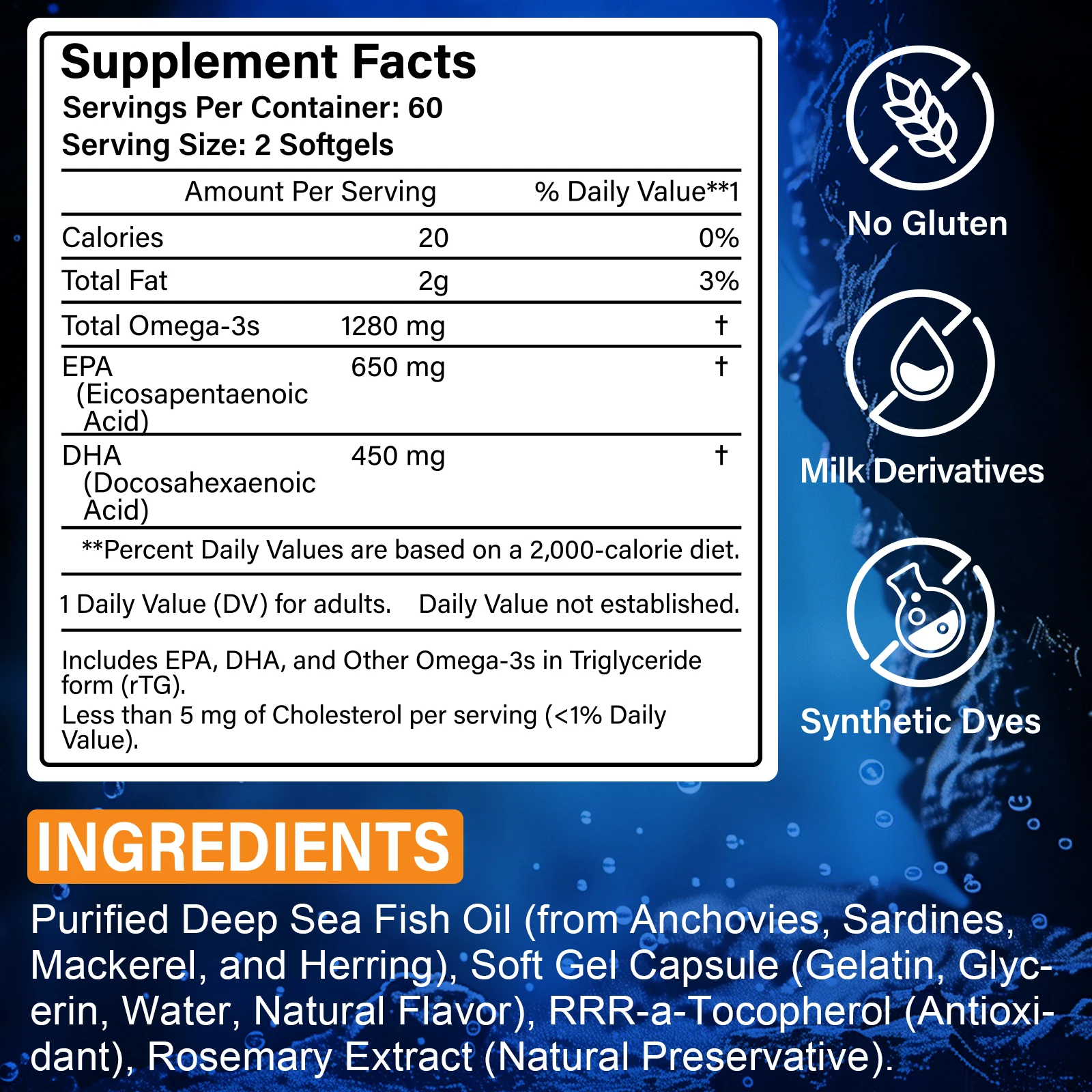 Acentiallabs Omega 3 Fish Oil Supplement 1280mg Enhances Immune System Fish Oil Softgel Capsules With EPA DHA For Men & Women