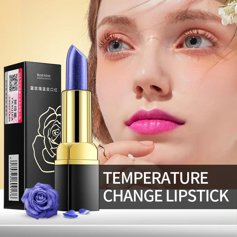 Cosmetics new design temperature color lipstick matte waterproof glitter black tube lipstick wholesale