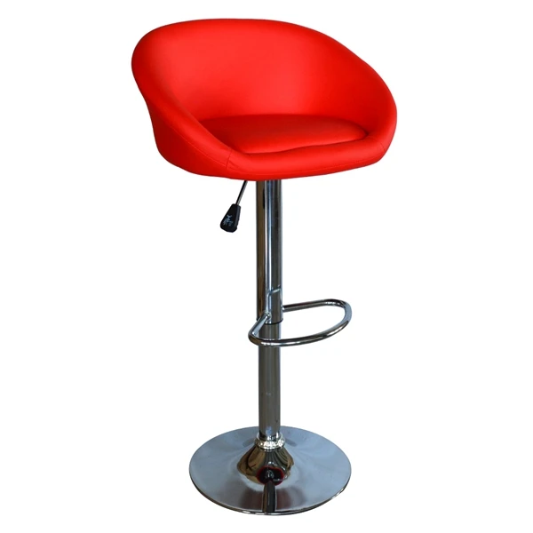 
Adjustable slide soft seat round modern red PU leather bar stool chair 