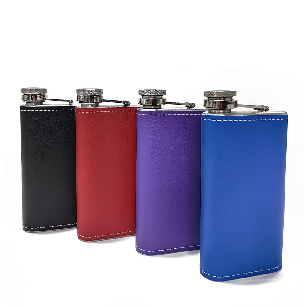 New Arrival Leakproof Portable 5 oz Full Grain Leather Wrapped Stainless Steel Wine Whiskey Hip Flask for Travel Camping Picnic