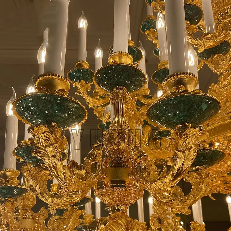 French Classic Style Design Large Vintage Brass Chandelier Royal Palace Lobby Banquet Hall Suspended Luxury Pendant Lights