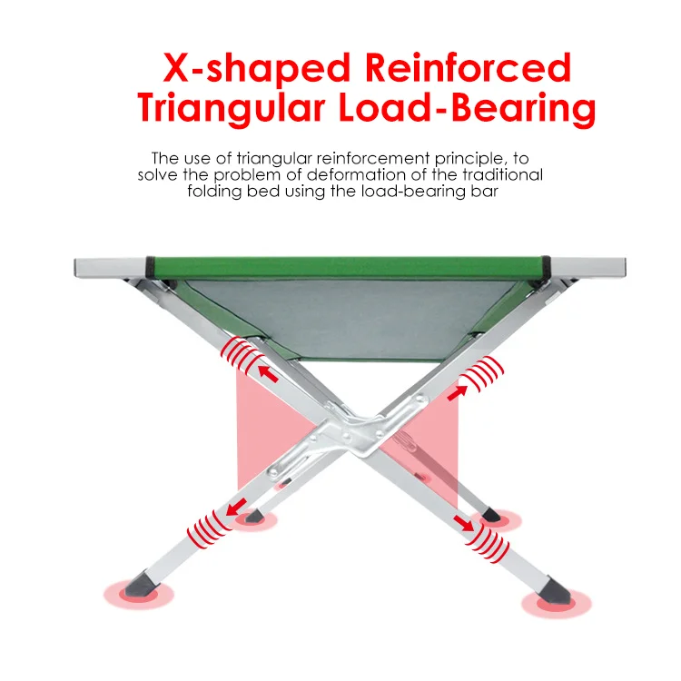 Lightweight Portable Single Extra Camping Beach Guest Small Cot Metal Mattress Inside Folding Bed