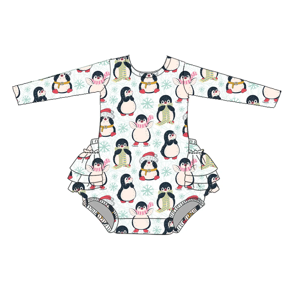 Custom Christmas Baby Romper Manufacturer Newborn Long Sleeve Romper Round Collar Leotard Romper