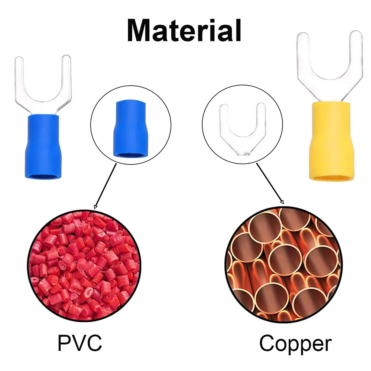 SV Quick Disconnect Electrical  Insulated Fork Spade U-Type  Crimp Terminals Connectors M3/4/ 5/6 / 8/10