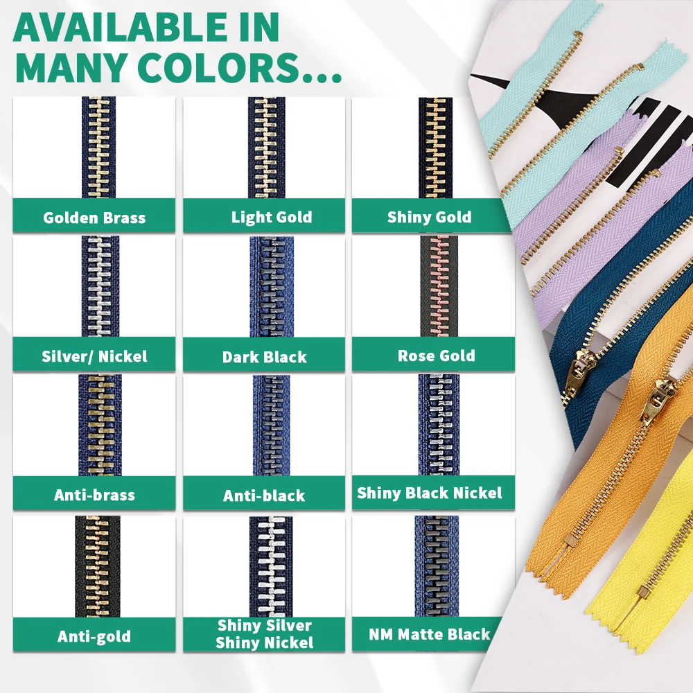 Low Price Wholesale M5# 5.5Kg /100 Meter/ Rolls Long Chain Brass Y teeth Metal Zippers ForJeans Bag Clothing Garment Dyed Tape