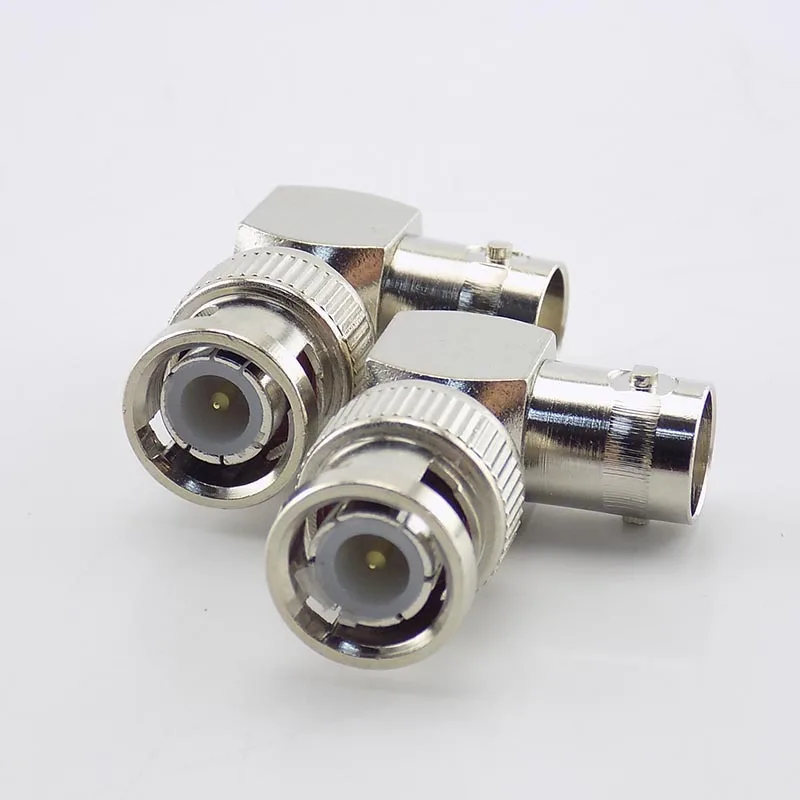 L-shaped BNC Male Connector Adapter Right Angle to BNC Female Jacks Adapter for CCTV video camera