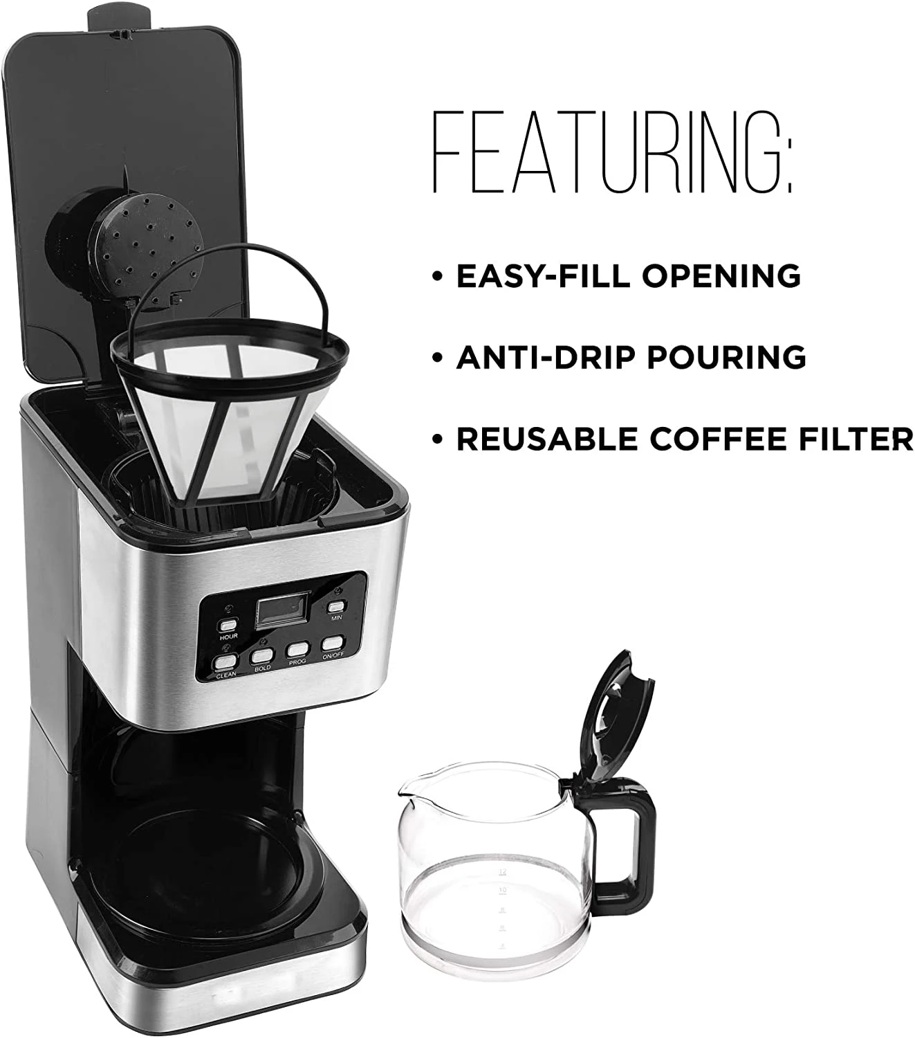 Hot sale electric 12 cups automatic programmable coffee maker machine