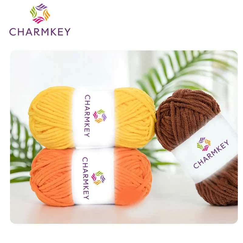 3.5mm Velvet Blanket Dyed Fancy Yarn Polyester Chenille Fluffy Hand Knitting Thick Bulky Chunky Chenille Crochet Yarn