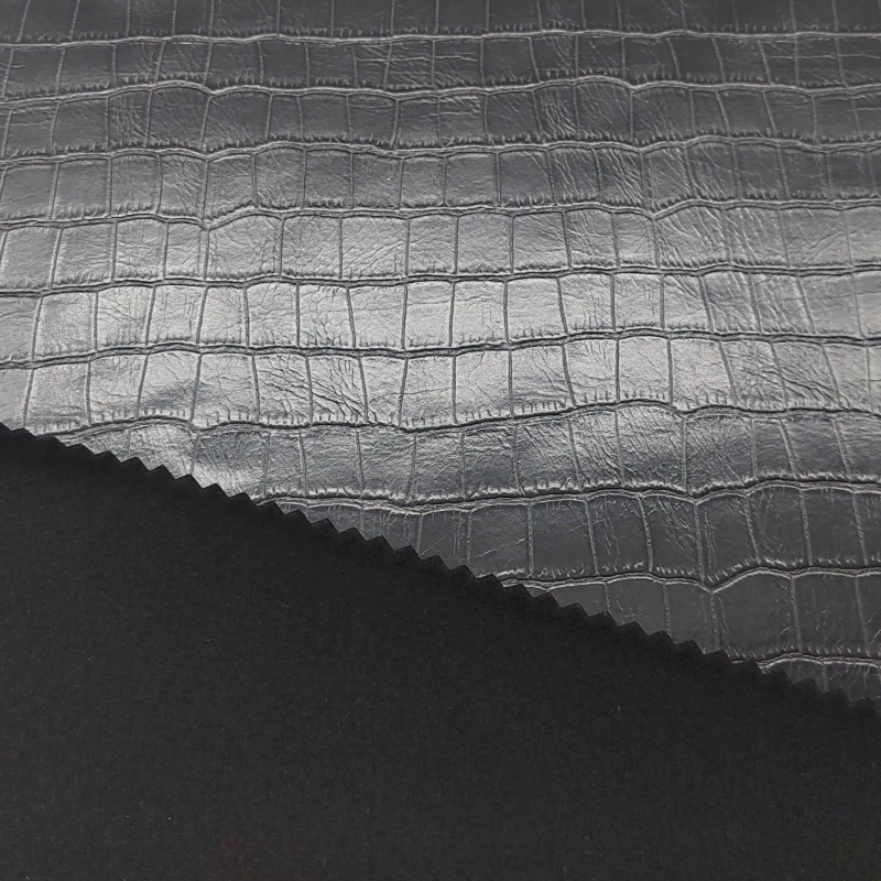 Embossed leather faux Crocodile Leather Fabric 4 way Stretch Faux Leather