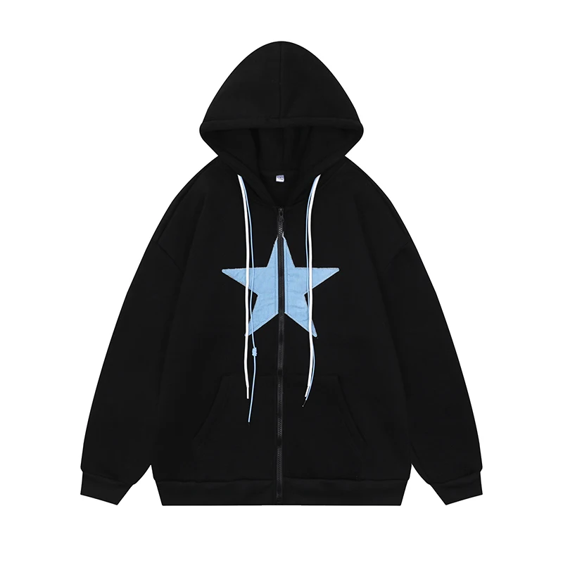 ANSZKTN ANSZKTN Logo Plus Size Face Covering Fleece Cotton Full Zip Hoodie With Sweatshirt
