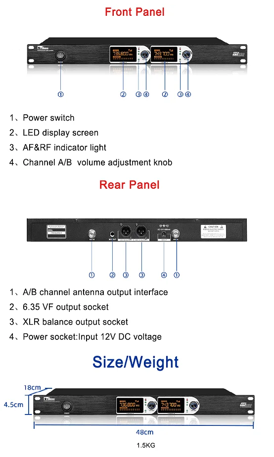 UHF fixed frequency Desktop wireless microphone 2 Channel high sensitivity digital noise suppression Professional sound system